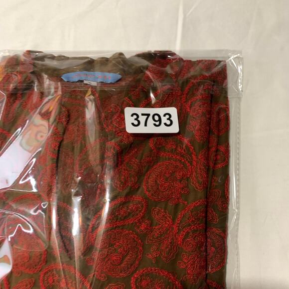 Y2K Vintage Johnny Was Paisley Print Tunic Top Red Boho Small Hippie Silk Blend - Picture 10 of 10